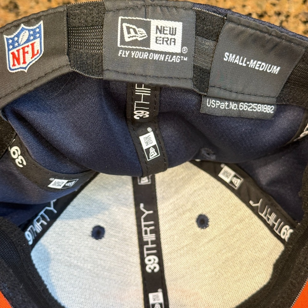 Chicago Bears New Era 39THIRTY Stretch Fit Hat Cap small/medium Blue Orange NFL - Picture 7 of 8